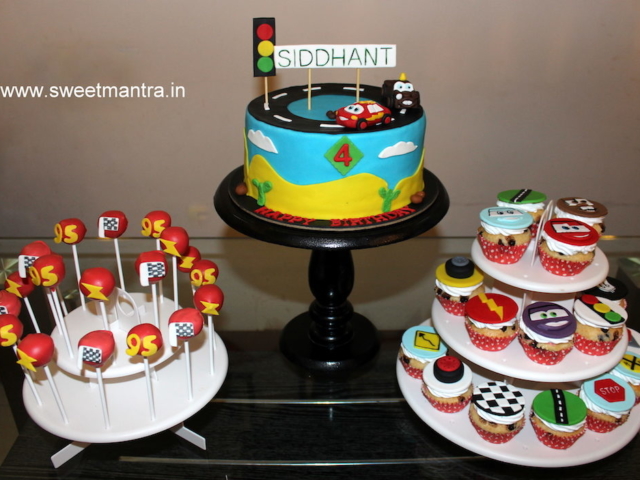 Disney Pixar Lightning McQueen cars theme dessert/sugar table for kid's birthday in Pune