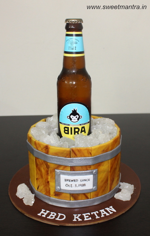 Beer barrel shaped customized designer cake in Pune