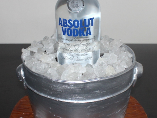 Absolut vodka alcohol bucket shaped 3D cake in Pune