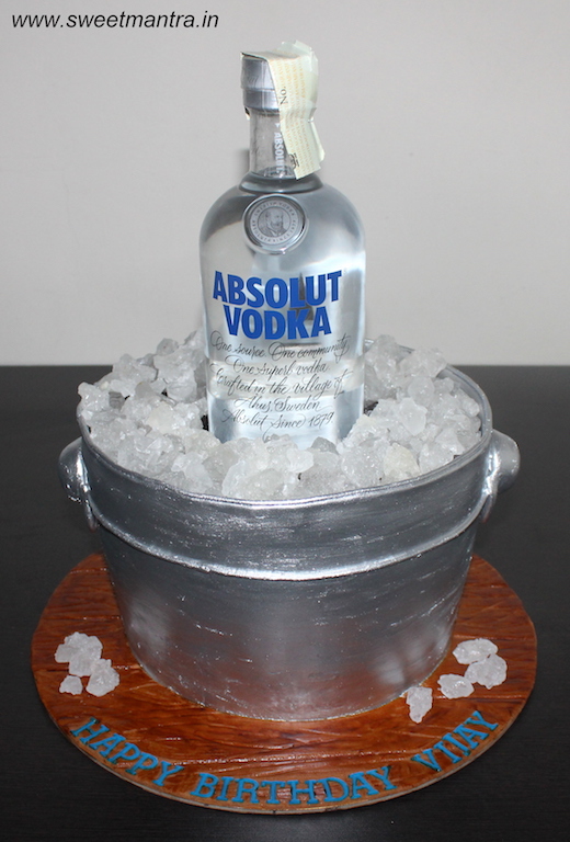 Absolut vodka alcohol bucket shaped 3D cake in Pune