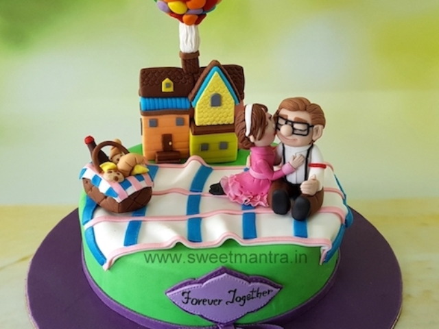 Hollywood movie UP, Carl and Ellie theme anniversary cake in Pune