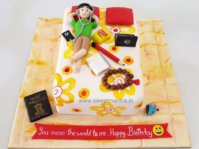 Bed shaped customized 3D cake for husband in Pune