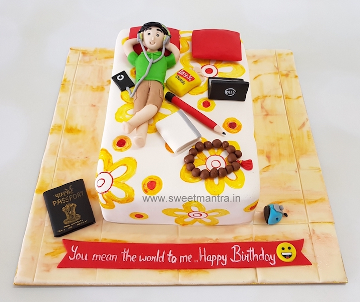 Bed shaped customized 3D cake for husband in Pune