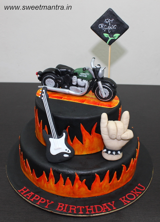 Royal Enfield bike, Metal music theme customized cake in Pune