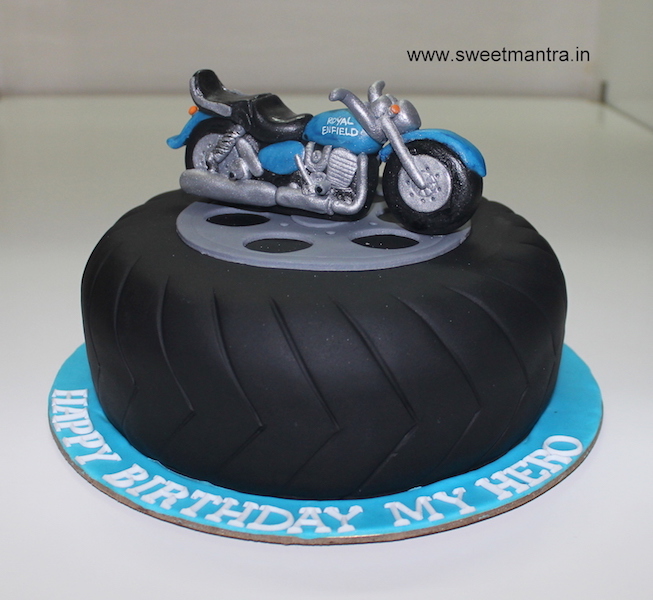 Royal Enfield bike theme 3D fondant birthday cake in Pune