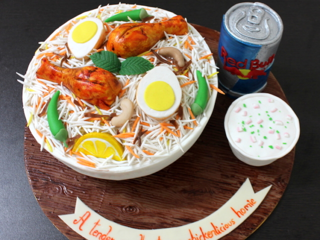 Chicken Biryani theme 3D designer cake with raita bowl in Pune