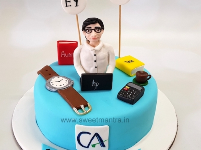 Finance theme cake for a CA Chartered accountant in Pune