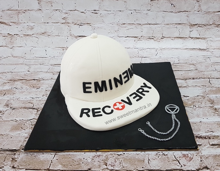 Eminem Recovery theme cap shaped 3D cake in Pune