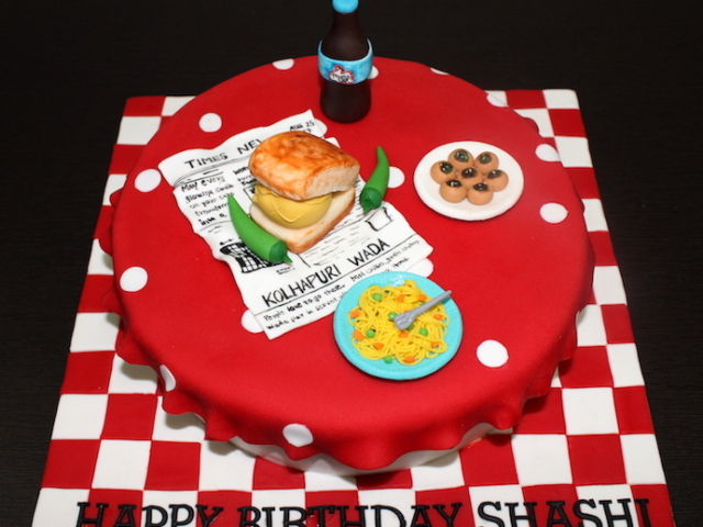 Indian chaat items theme customized fondant cake in Pune