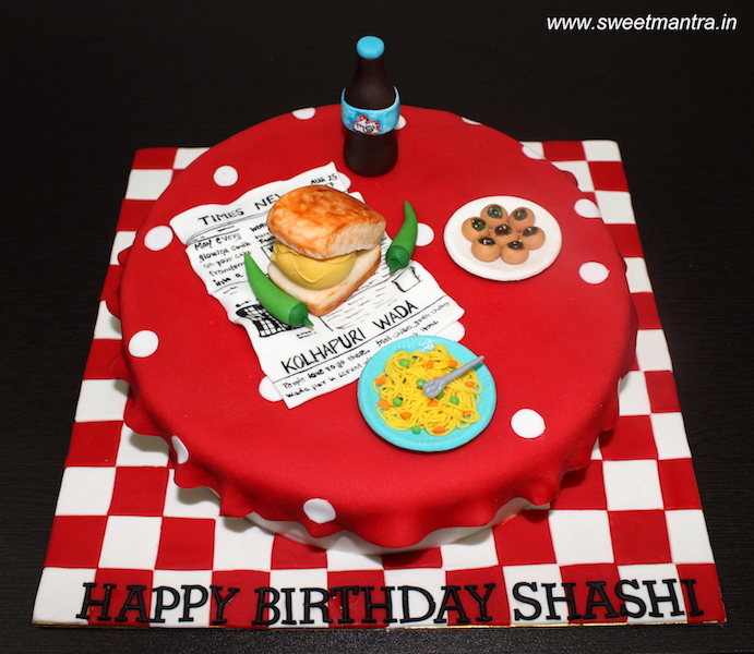 Indian chaat items theme customized fondant cake in Pune