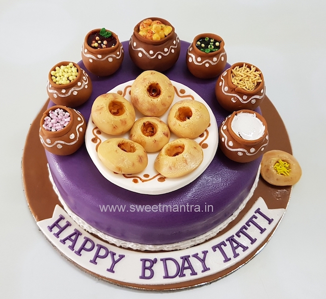 Panipuri and dahipuri chaat theme customized cake in Pune