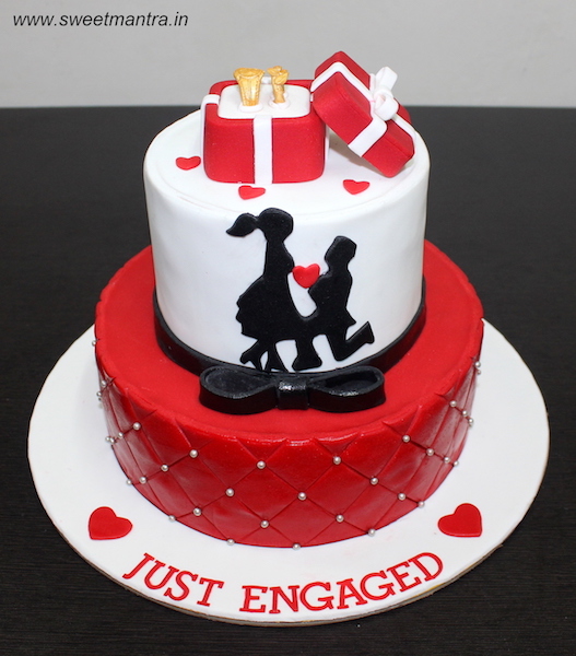 Engagement, Ring Ceremony theme 2 layer customized cake in Pune