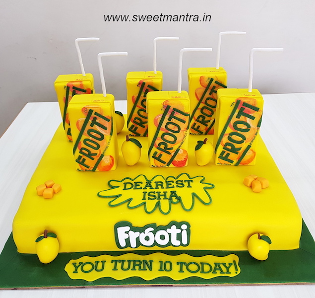 Mango Frooti theme customized fondant birthday cake in Pune