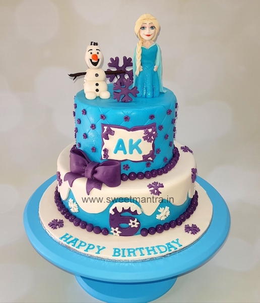 Frozen Elsa theme 2 tier fondant cake for girl's birthday in Pune