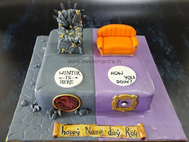 FRIENDS and Game of Thrones theme customized cake in Pune