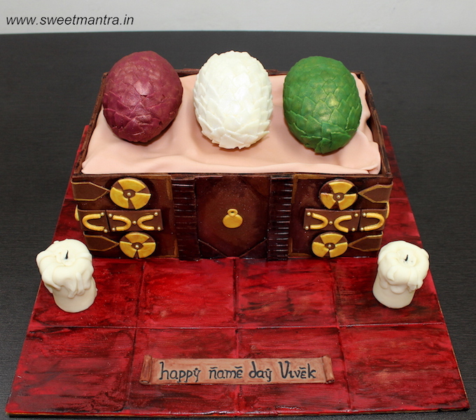 Game of Thrones Dragon eggs box shaped 3D fondant cake in Pune
