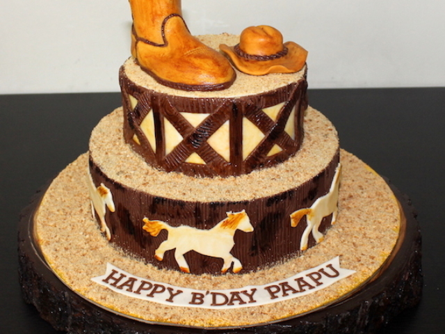 Horse riding theme customized 2 layer cake in Pune