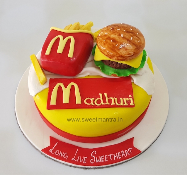 Mcdonalds fast food burger theme customized cake in Pune