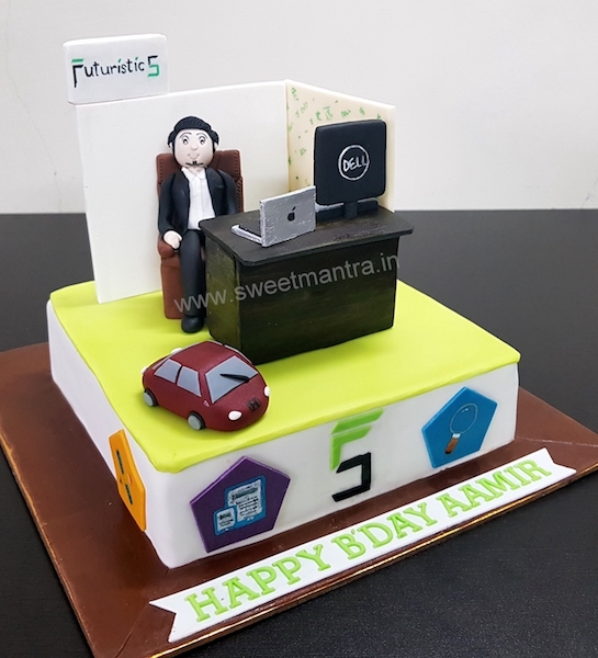 Office cubicle shaped cake for company boss,CEO in Pune