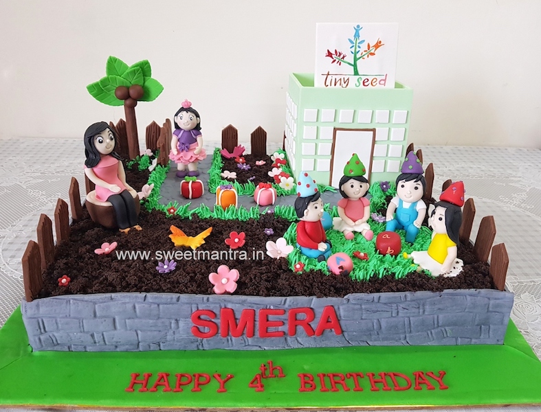 Preschool playarea theme customized fondant cake for kid in Pune