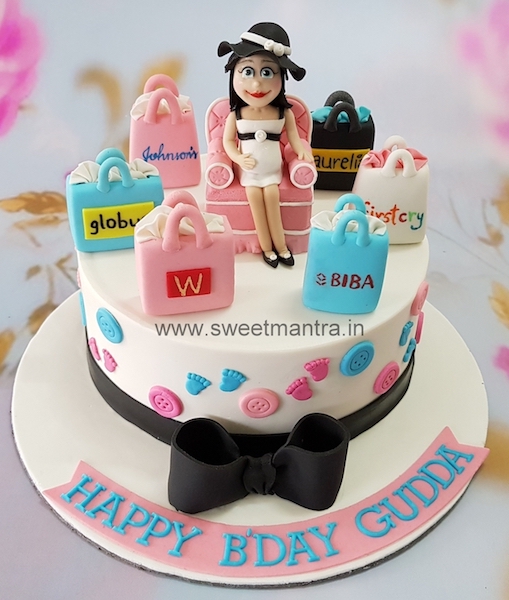 Shopping theme customised birthday cake for Mom to be