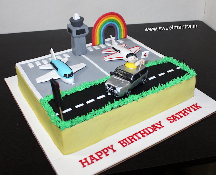 Airport, planes, Wagon R car theme customized cake in Pune