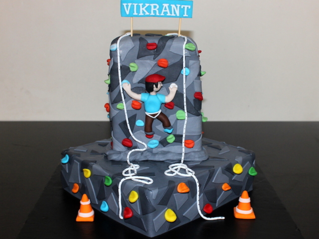 Wall, Rock climbing theme customized fondant cake in Pune
