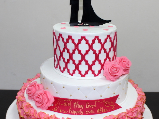 3 tier customized fondant cake for Wedding Reception in Pune