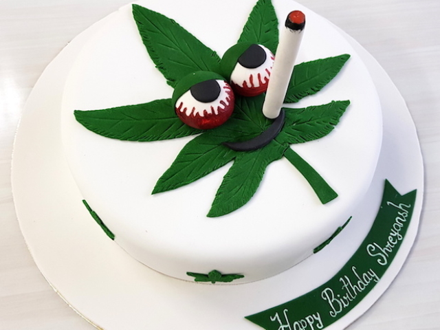 Marijuana theme cake for a weed lovers birthday in Pune
