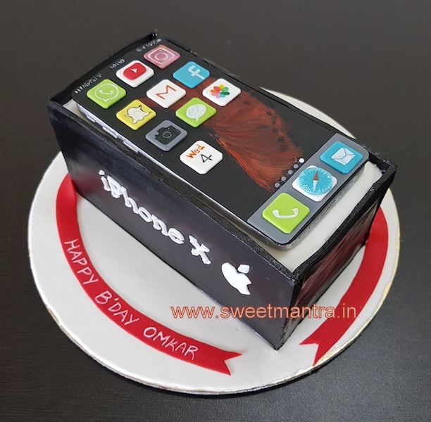 iPhone box shaped 3D fondant birthday cake in Pune