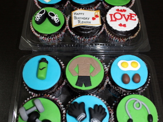 Gym workout theme customized cupcakes in Pune