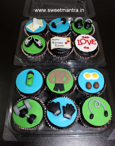 Gym workout theme customized cupcakes in Pune