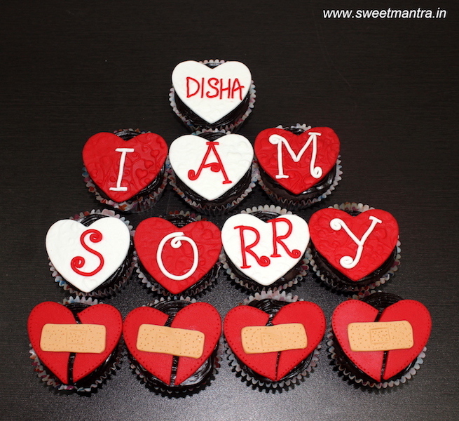 Sorry theme customized cupcakes for girlfriend in Pune