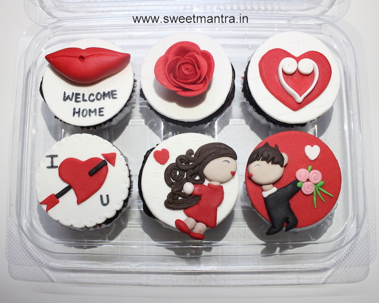 Love theme customized cupcakes for husband in Pune
