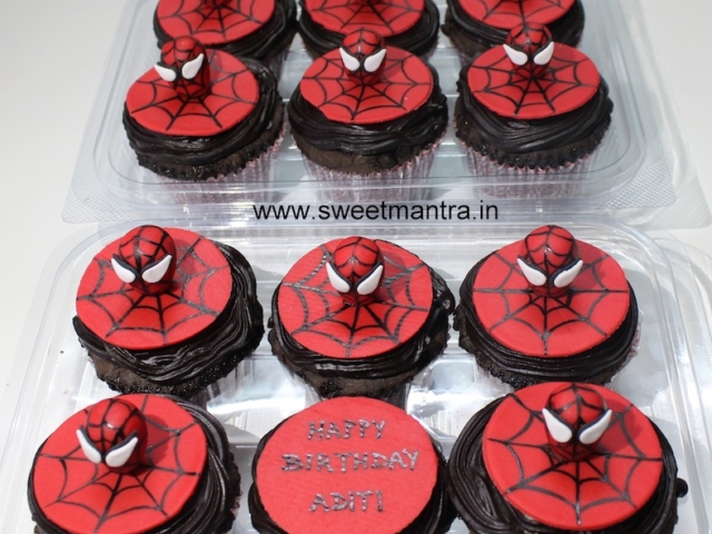 Spiderman theme cupcakes for kids birthday in Pune