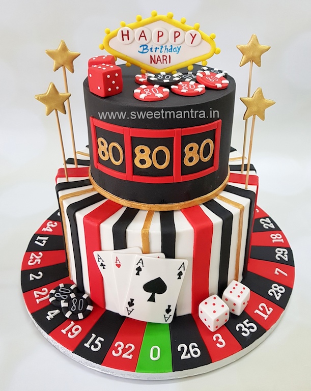 Las Vegas, Casino theme customized cake for grandpa's 80th birthday in Pune