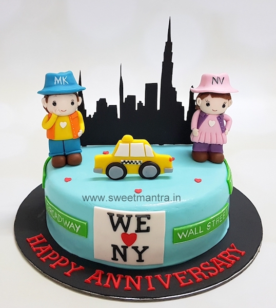Newyork theme customized anniversary cake in Pune