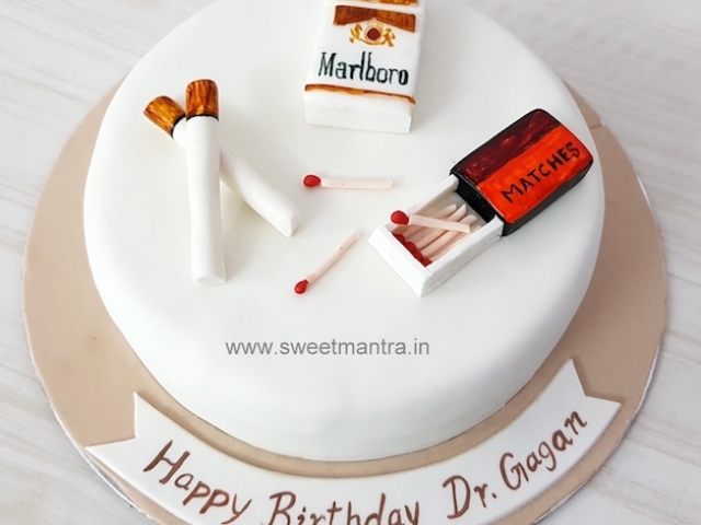 Marlboro Cigarette theme customized cake for friend's birthday in Pune