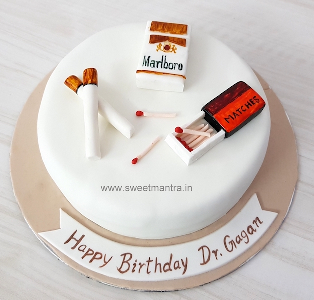 Marlboro Cigarette theme customized cake for friend's birthday in Pune