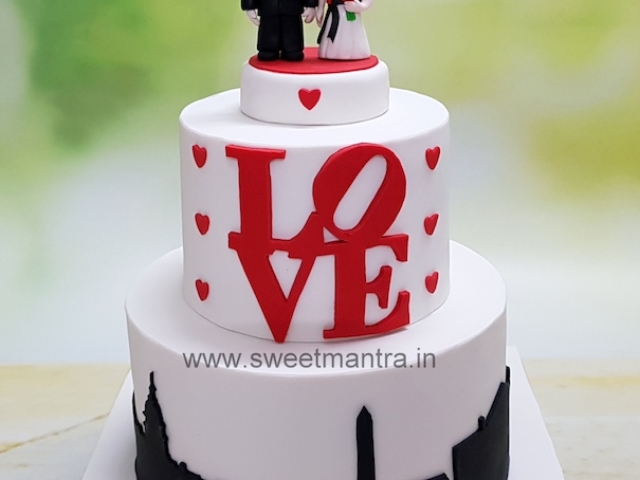 US states Philadelphia and Washington DC theme 2 tier cake for Engagement in Pune
