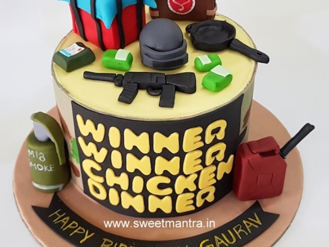 PUBG video game theme customized fondant cake in Pune