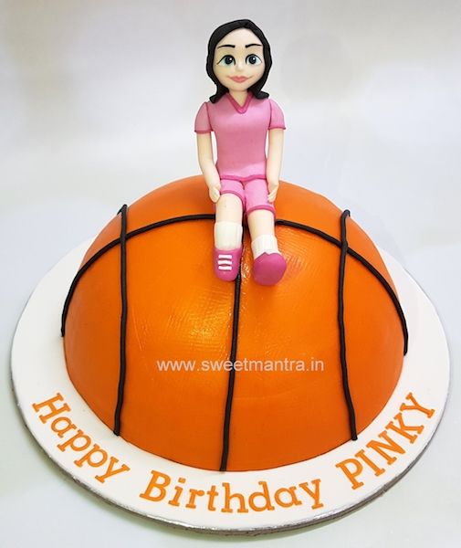 Basketball shaped 3D cake for girls birthday in Pune