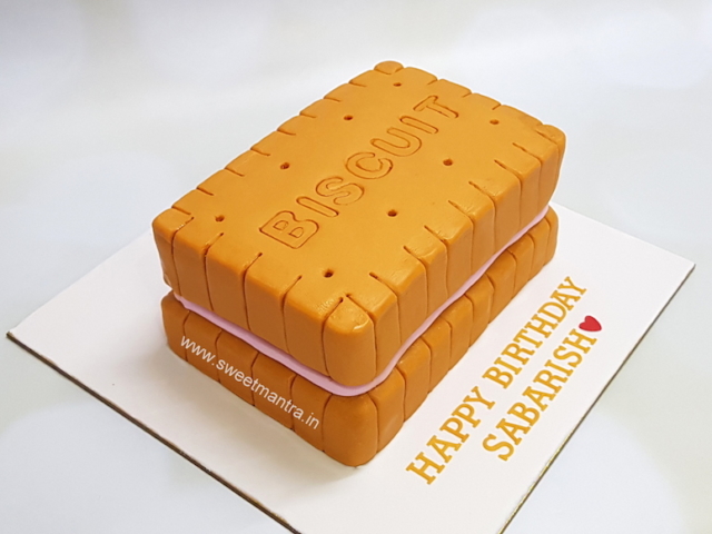 Cream biscuit shaped designer 3D cake for biscuit lovers birthday in Pune