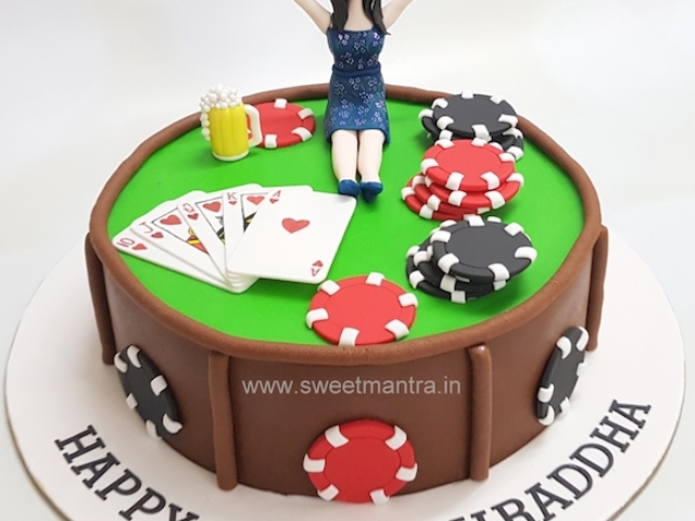 Poker, Casino theme customized cake for girls birthday in Pune