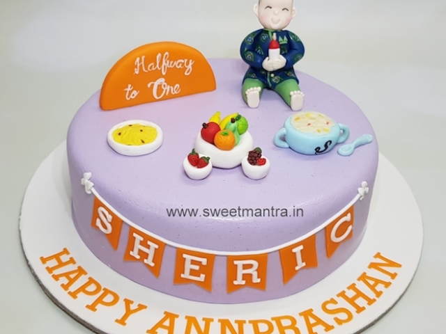 Annaprashan theme cake for boy's half birthday in Pune