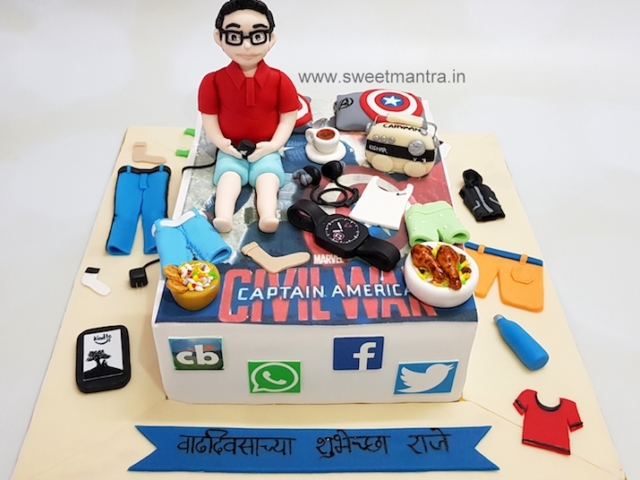 Messy bed theme customized cake for lazy guy's birthday in Pune