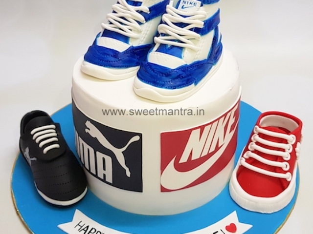 Nike n Puma Shoes theme customized cake for a shoe lovers birthday in Pune