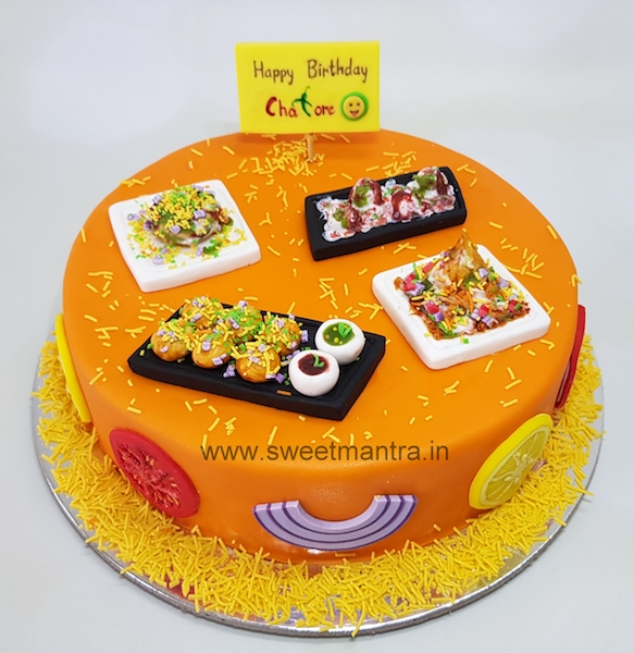 Chaat theme customized cake for husbands birthday in Pune