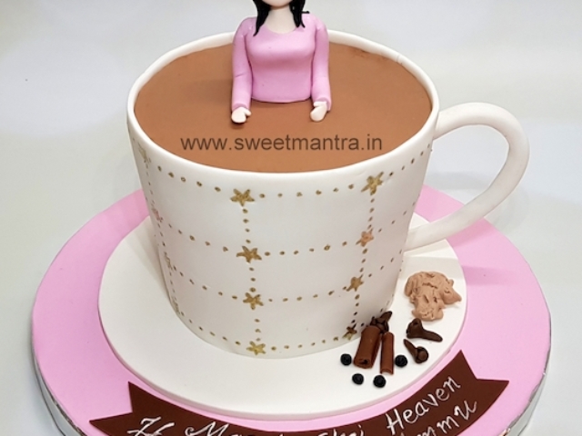 Masala chai, tea cup shaped customized cake in Pune