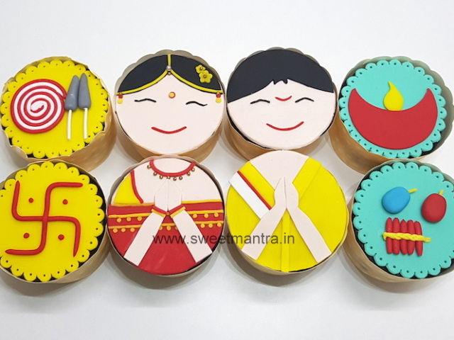 Indian festival Diwali theme customized cupcakes in Pune